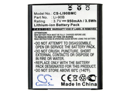 3.7V, Li-ion, 950mAh, Camera battery fits Olympus, Li-90b, Ds-9000, Ds-9500, 3.515Wh Camera Cameron Sino Technology Limited (Camera)