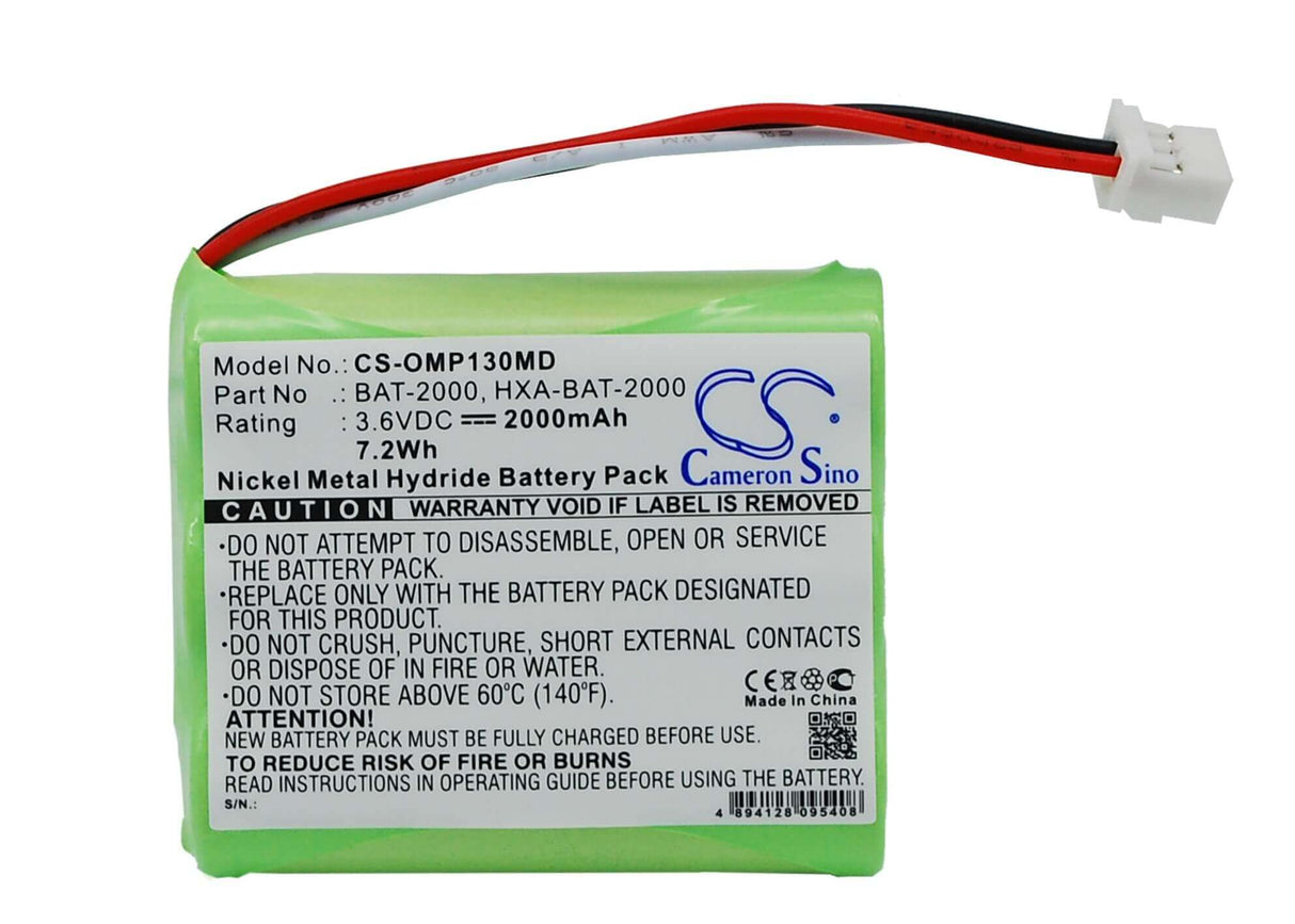 3.6V, Ni-MH, 2000mAh, Medical battery fits Omron, Bat-2000, Hbp-1300, Hbp-1300 Blood Pressure Monito, 7.20Wh Medical Cameron Sino Technology Limited (Medical)