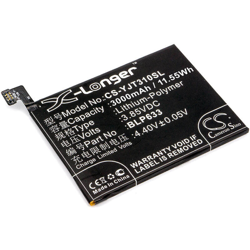 3.85V, Li-Polymer, 3000mAh, SmartPhone battery fits Oneplus, Blp633, 3t, 3t Dual Sim, 11.55Wh Mobile, SmartPhone Cameron Sino Technology Limited (Smartphone)
