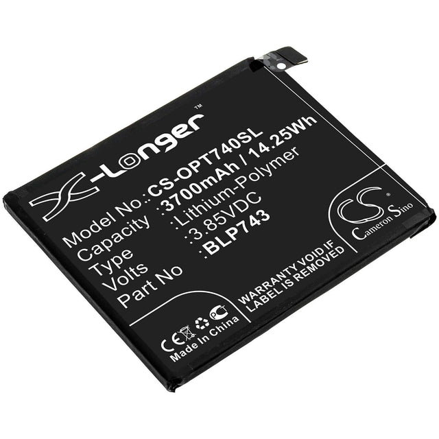 3.85V, Li-Polymer, 3700mAh, SmartPhone battery fits Oneplus, Blp743, 7t, Hd1901, 14.25Wh Mobile, SmartPhone Cameron Sino Technology Limited (Smartphone)