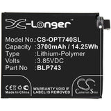 3.85V, Li-Polymer, 3700mAh, SmartPhone battery fits Oneplus, Blp743, 7t, Hd1901, 14.25Wh Mobile, SmartPhone Cameron Sino Technology Limited (Smartphone)