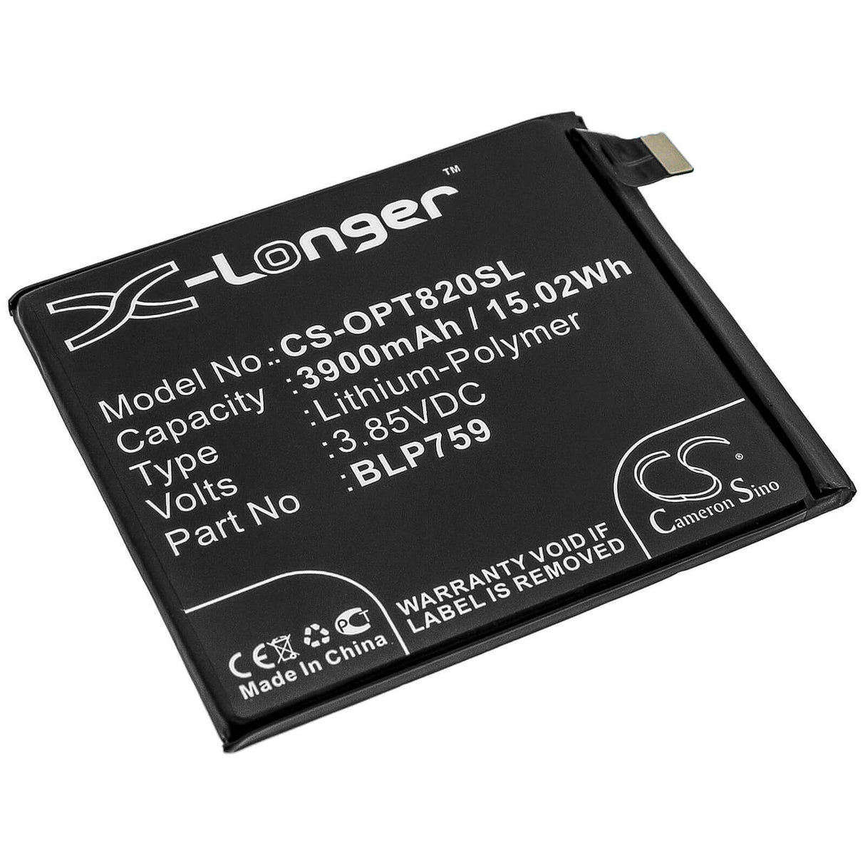 3.85V, Li-Polymer, 3900mAh, SmartPhone battery fits Oneplus, Blp759, 8 Pro, 8 Pro 5g, 15.02Wh Mobile, SmartPhone Cameron Sino Technology Limited (Smartphone)