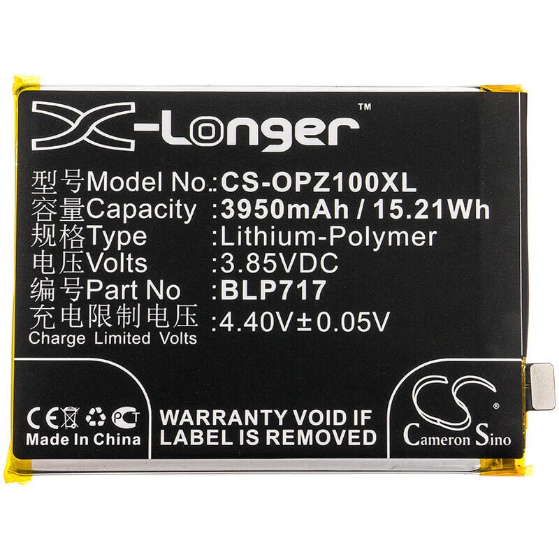 3.85V, Li-Polymer, 3950mAh, SmartPhone battery fits Oppo, Blp717, 1979, Cph1979, 15.21Wh Mobile, SmartPhone Cameron Sino Technology Limited (Smartphone)