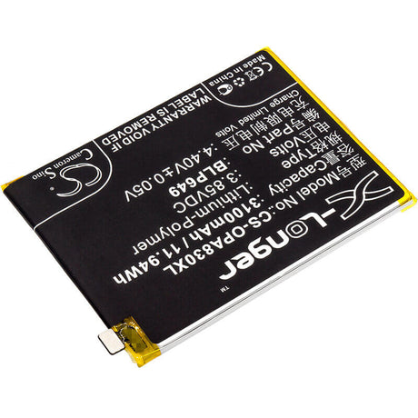 3.85V, Li-Polymer, 3100mAh, SmartPhone battery fits Oppo, Blp649, A1 Dual Sim, A1 Dual Sim Td-lte, 11.94Wh Mobile, SmartPhone Cameron Sino Technology Limited (Smartphone)