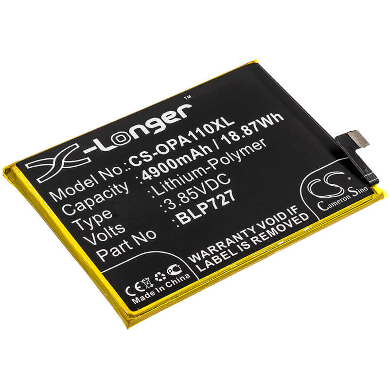 3.85V, Li-Polymer, 4900mAh, SmartPhone battery fits Oppo, Blp727, A11x, Pchm00, 18.87Wh Mobile, SmartPhone Cameron Sino Technology Limited (Smartphone)