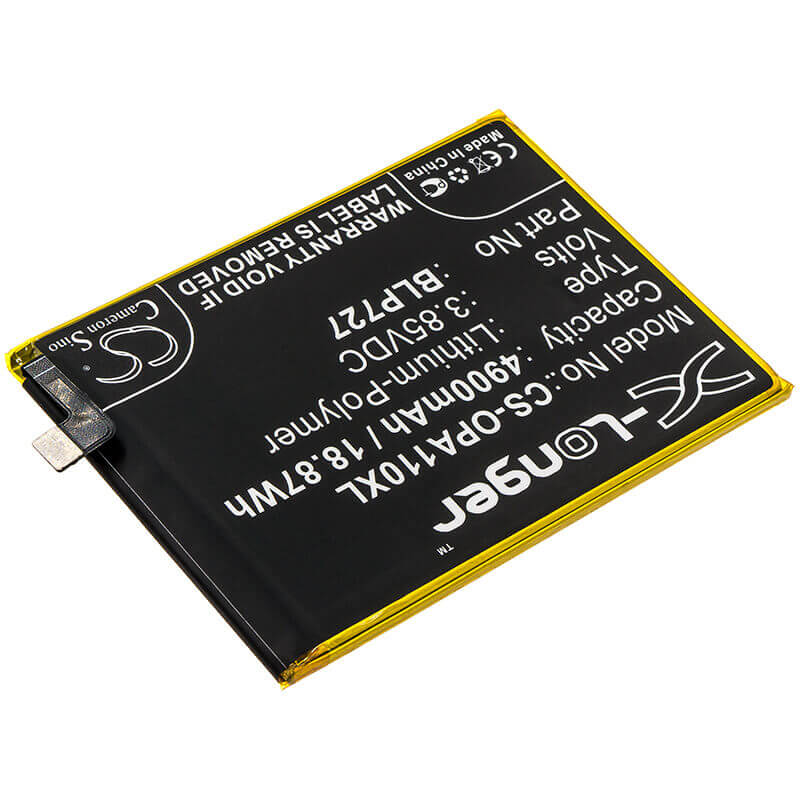 3.85V, Li-Polymer, 4900mAh, SmartPhone battery fits Oppo, Blp727, A11x, Pchm00, 18.87Wh Mobile, SmartPhone Cameron Sino Technology Limited (Smartphone)