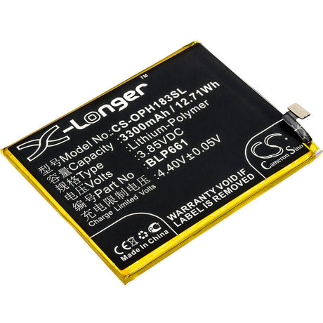 3.85V, Li-Polymer, 3300mAh, SmartPhone battery fits Oppo, Blp661, A3, A3 Dual Sim, 12.71Wh Mobile, SmartPhone Cameron Sino Technology Limited (Smartphone)