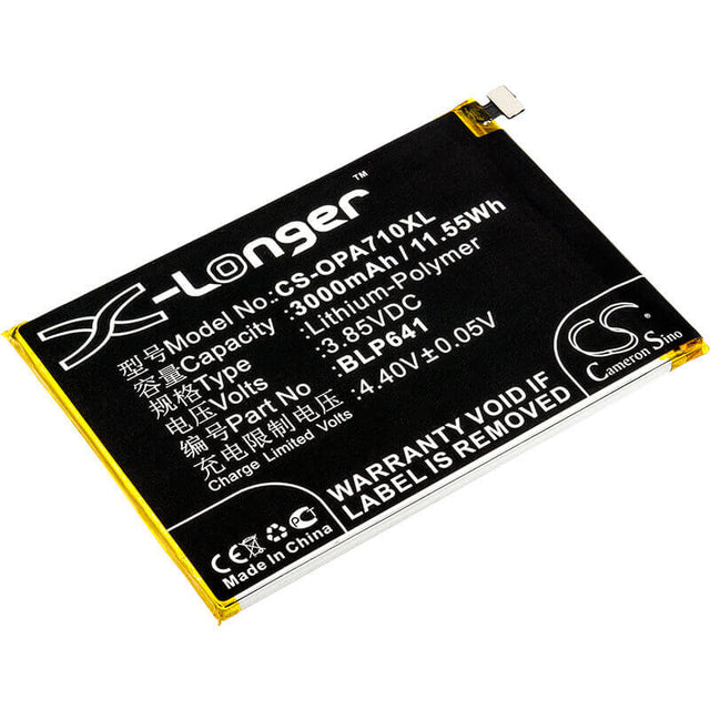 3.85V, Li-Polymer, 3000mAh, SmartPhone battery fits Oppo, Blp641, A71, A71 2018 Dual Sim, 11.55Wh Mobile, SmartPhone Cameron Sino Technology Limited (Smartphone)