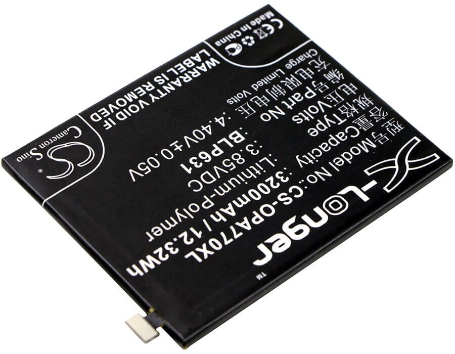 3.85V, Li-Polymer, 3200mAh, SmartPhone battery fits Oppo, Blp631, A73, A73 Dual Sim, 12.32Wh Mobile, SmartPhone Cameron Sino Technology Limited (Smartphone)
