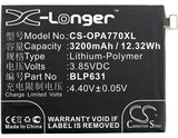 3.85V, Li-Polymer, 3200mAh, SmartPhone battery fits Oppo, Blp631, A73, A73 Dual Sim, 12.32Wh Mobile, SmartPhone Cameron Sino Technology Limited (Smartphone)