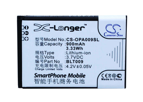 3.7V, Li-ion, 900mAh, SmartPhone battery fits Oppo, Blt009, A90, 3.33Wh Mobile, SmartPhone Cameron Sino Technology Limited (Smartphone)