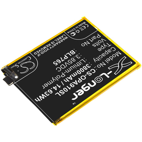 3.85V, Li-Polymer, 3800mAh, SmartPhone battery fits Oppo, Blp765, A91, Cph2001, 14.63Wh Mobile, SmartPhone Cameron Sino Technology Limited (Smartphone)