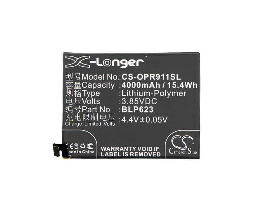 3.85V, Li-Polymer, 4000mAh, SmartPhone battery fits Oppo, Blp623, Cph1611, Cph1613, 15.4Wh Mobile, SmartPhone Cameron Sino Technology Limited (Smartphone)