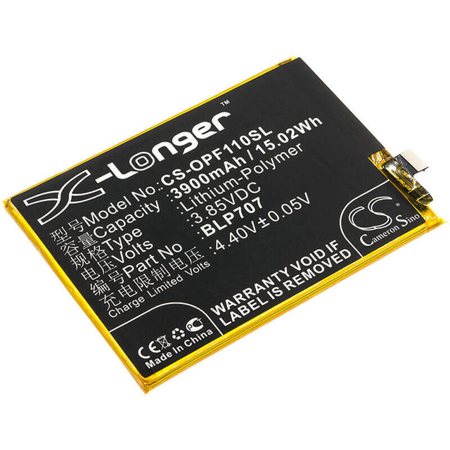 3.85V, Li-Polymer, 3900mAh, SmartPhone battery fits Oppo, Blp707, Cph1911, Cph1913, 15.02Wh Mobile, SmartPhone Cameron Sino Technology Limited (Smartphone)