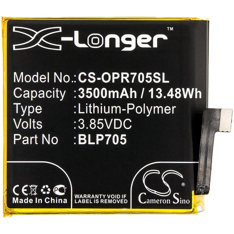 3.85V, Li-Polymer, 3500mAh, SmartPhone battery fits Oppo, Blp705, Cph1919, Pccm00, 13.48Wh Mobile, SmartPhone Cameron Sino Technology Limited (Smartphone)