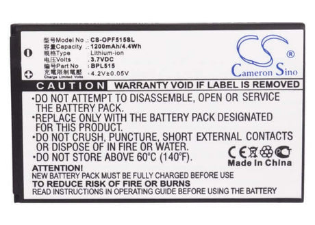 3.7V, Li-ion, 1200mAh, SmartPhone battery fits Oppo, Blp515, F15, R801, 4.44Wh Mobile, SmartPhone Cameron Sino Technology Limited (Smartphone)