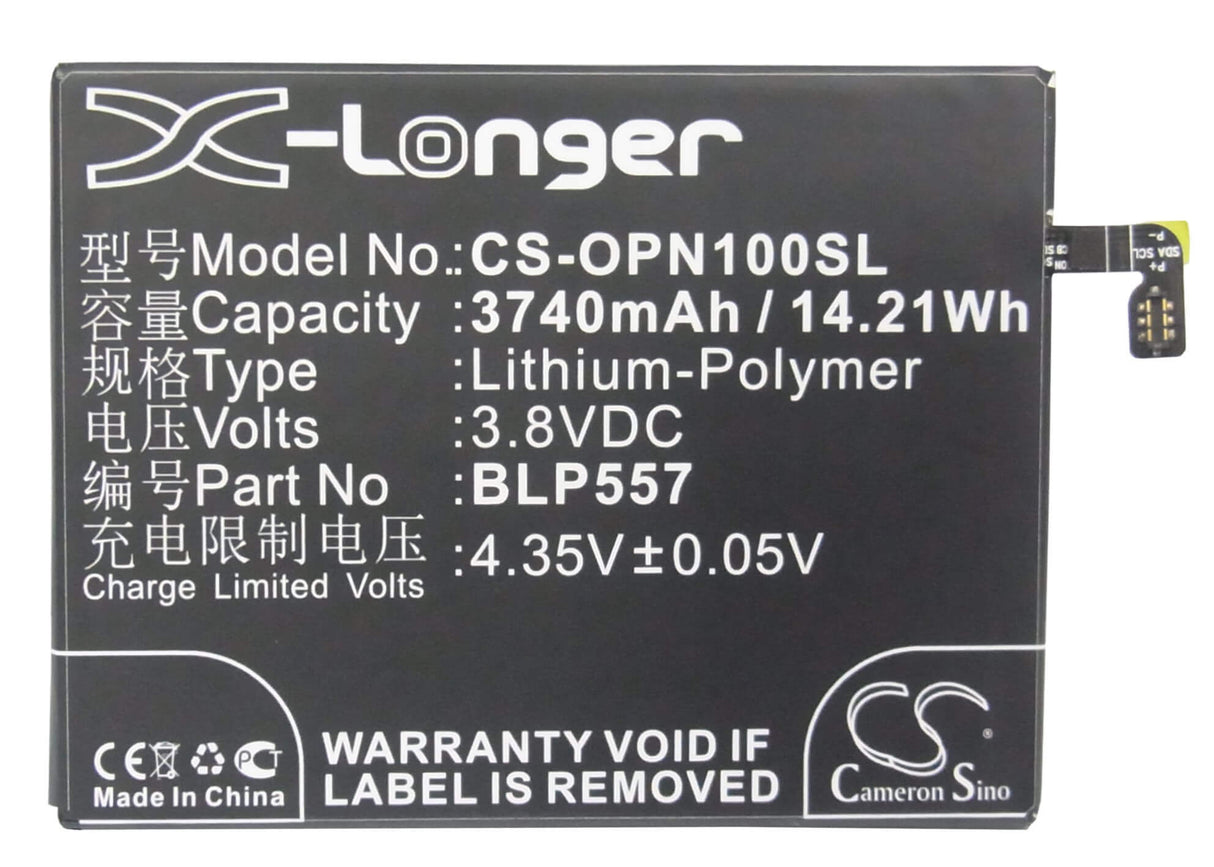 3.8V, Li-Polymer, 3740mAh, SmartPhone battery fits Oppo, Blp557, N1, N1t, 14.21Wh Mobile, SmartPhone Cameron Sino Technology Limited (Smartphone)
