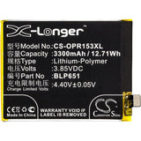 3.85V, Li-Polymer, 3300mAh, SmartPhone battery fits Oppo, Blp651, Paam00, Paat00, 12.71Wh Mobile, SmartPhone Cameron Sino Technology Limited (Smartphone)