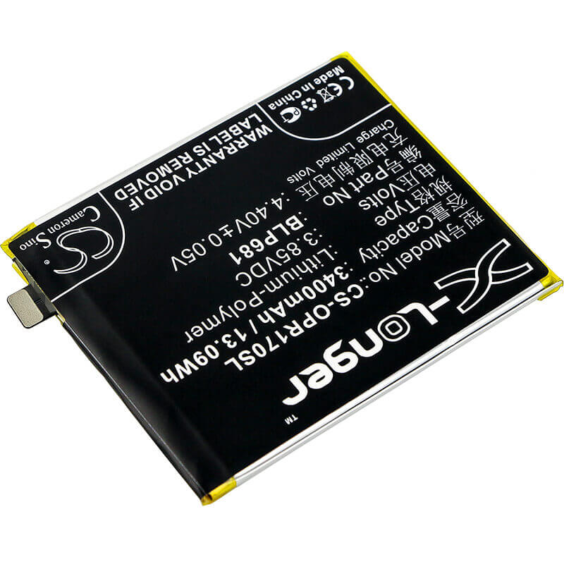 3.85V, Li-Polymer, 3400mAh, SmartPhone battery fits Oppo, Blp681, Pagt00, R17, 13.09Wh Mobile, SmartPhone Cameron Sino Technology Limited (Smartphone)