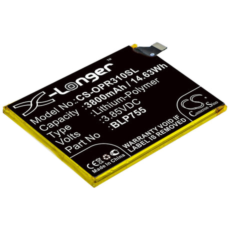 3.85V, Li-Polymer, 3800mAh, SmartPhone battery fits Oppo, Blp755, Pclm50, Pdct00, 14.63Wh Mobile, SmartPhone Cameron Sino Technology Limited (Smartphone)