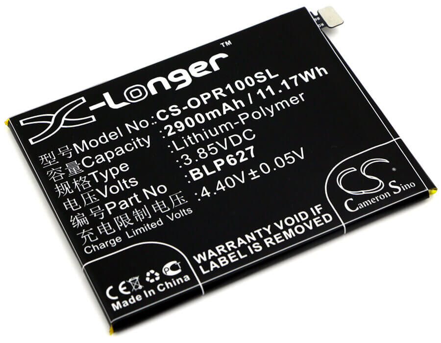 3.85V, Li-Polymer, 2900mAh, SmartPhone battery fits Oppo, Blp627, R9sk, 11.17Wh Mobile, SmartPhone Cameron Sino Technology Limited (Smartphone)