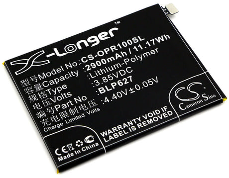 3.85V, Li-Polymer, 2900mAh, SmartPhone battery fits Oppo, Blp627, R9sk, 11.17Wh Mobile, SmartPhone Cameron Sino Technology Limited (Smartphone)