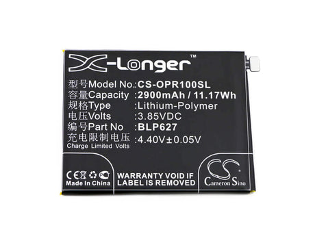 3.85V, Li-Polymer, 2900mAh, SmartPhone battery fits Oppo, Blp627, R9sk, 11.17Wh Mobile, SmartPhone Cameron Sino Technology Limited (Smartphone)