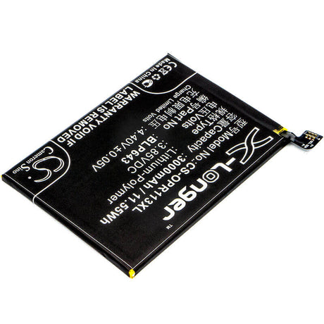 3.85V, Li-Polymer, 3000mAh, SmartPhone battery fits Oppo, Blp643, Cph1719, R11s, 11.55Wh Mobile, SmartPhone Cameron Sino Technology Limited (Smartphone)