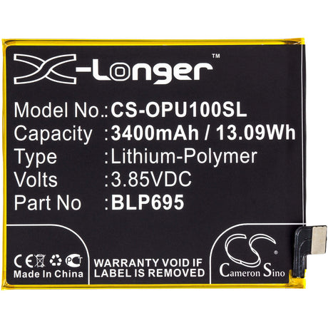 3.85V, Li-Polymer, 3400mAh, SmartPhone battery fits Oppo, Blp695, R1833, Realme U1, 13.09Wh Mobile, SmartPhone Cameron Sino Technology Limited (Smartphone)