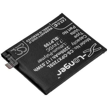 7.74V, Li-Polymer, 2200mAh, SmartPhone battery fits Oppo, Blp799, R2121, Realme X7 Pro 5g, 17.03Wh Mobile, SmartPhone Cameron Sino Technology Limited (Smartphone)