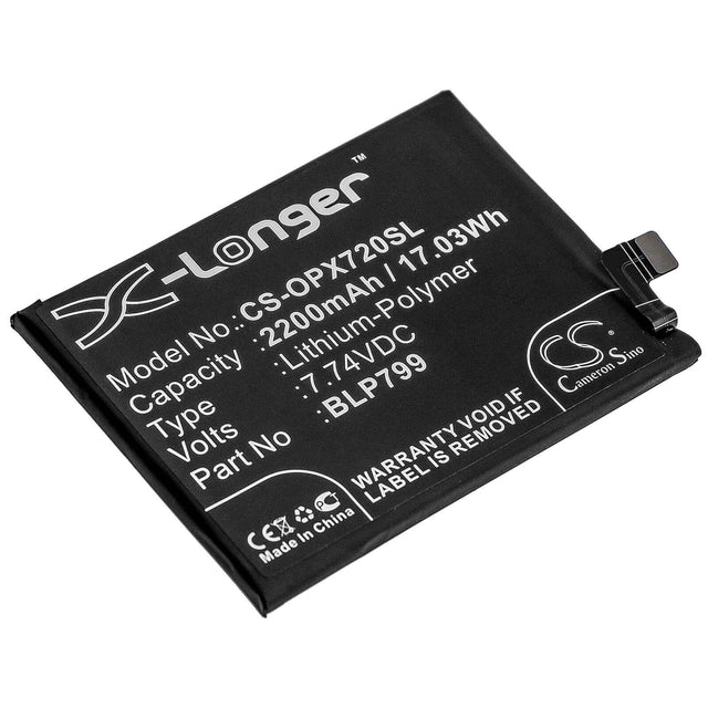 7.74V, Li-Polymer, 2200mAh, SmartPhone battery fits Oppo, Blp799, R2121, Realme X7 Pro 5g, 17.03Wh Mobile, SmartPhone Cameron Sino Technology Limited (Smartphone)