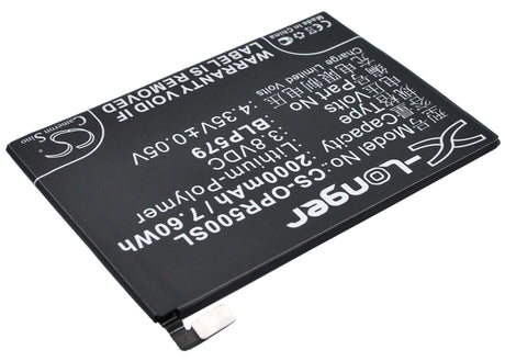 3.8V, Li-Polymer, 2000mAh, SmartPhone battery fits Oppo, Blp579, R5, R8107, 7.6Wh Mobile, SmartPhone Cameron Sino Technology Limited (Smartphone)