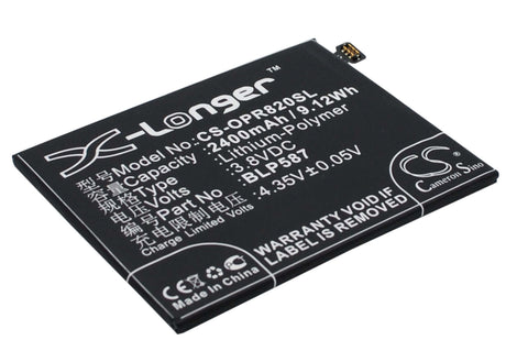 3.8V, Li-Polymer, 2400mAh, SmartPhone battery fits Oppo, Blp587, R1c, R8200, 9.12Wh Mobile, SmartPhone Cameron Sino Technology Limited (Smartphone)