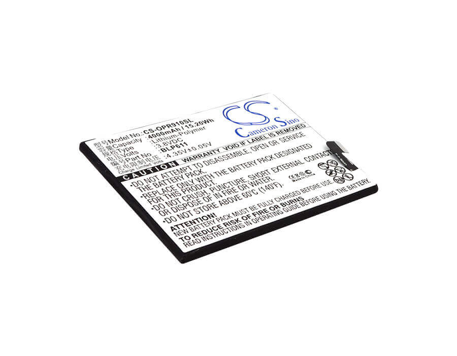 3.8V, Li-Polymer, 4000mAh, SmartPhone battery fits Oppo, Blp611, R9 Plus, R9 Plus Dual Sim, 15.2Wh Mobile, SmartPhone Cameron Sino Technology Limited (Suspended)