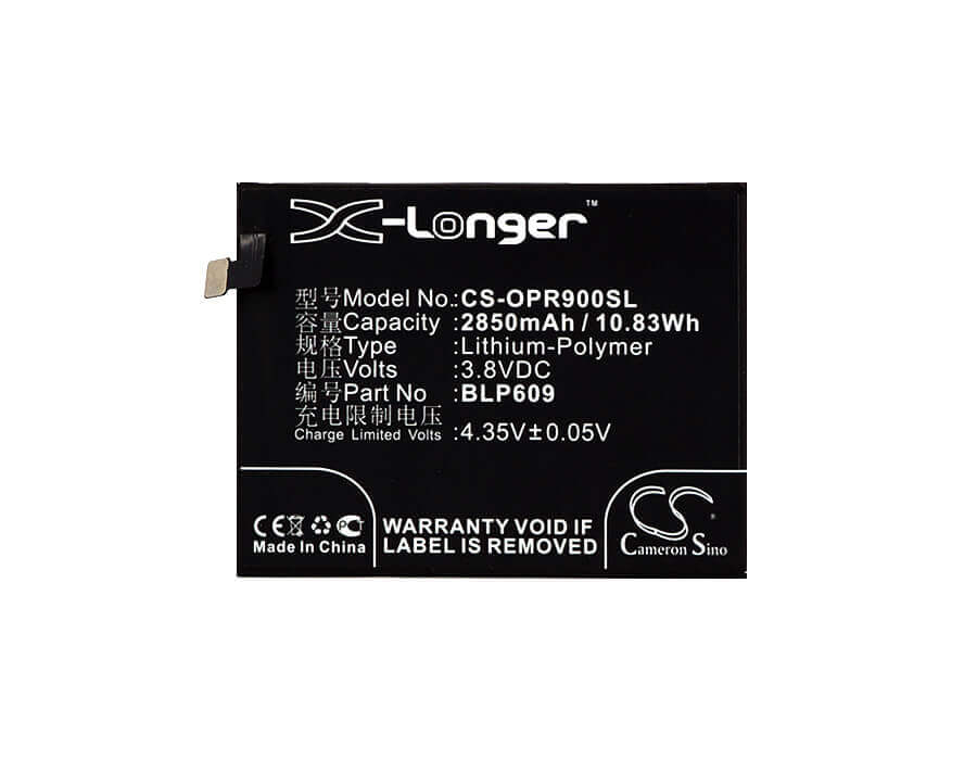 3.8V, Li-Polymer, 2850mAh, SmartPhone battery fits Oppo, Blp609, F1 Plus, R9, 10.83Wh Mobile, SmartPhone Cameron Sino Technology Limited (Smartphone)