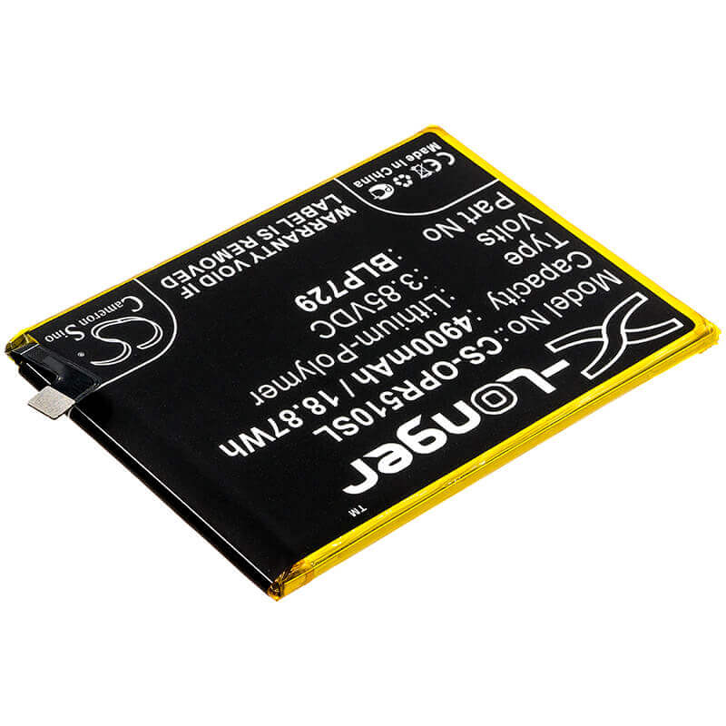 3.85V, Li-Polymer, 4900mAh, SmartPhone battery fits Oppo, Blp729, Realme 5, Realme 5i, 18.87Wh Mobile, SmartPhone Cameron Sino Technology Limited (Smartphone)