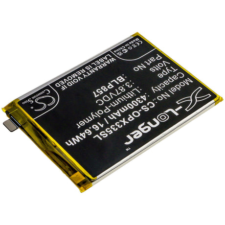 3.87V, Li-Polymer, 4300mAh, SmartPhone battery fits Oppo, Blp857, Realme Gt Neo, Realme Gt Neo 5g 2021, 16.64Wh Mobile, SmartPhone Cameron Sino Technology Limited (Smartphone)