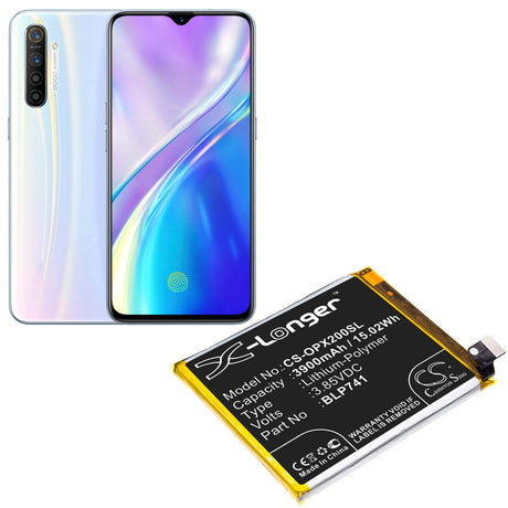 3.85V, Li-Polymer, 3900mAh, SmartPhone battery fits Oppo, Blp741, Realme X2, 15.02Wh Mobile, SmartPhone Cameron Sino Technology Limited (Smartphone)