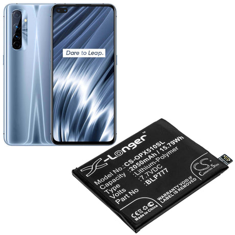 7.7V, Li-Polymer, 2050mAh, SmartPhone battery fits Oppo, Blp777, Realme X50 Pro 5g, Rmx2072, 15.79Wh Mobile, SmartPhone Cameron Sino Technology Limited (Smartphone)