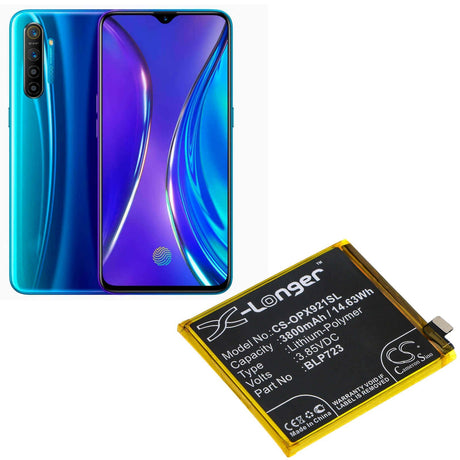 3.85V, Li-Polymer, 3800mAh, SmartPhone battery fits Oppo, Blp723, Realme Xt, Rmx1921, 14.63Wh Mobile, SmartPhone Cameron Sino Technology Limited (Smartphone)