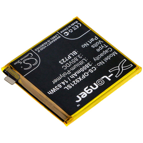 3.85V, Li-Polymer, 3800mAh, SmartPhone battery fits Oppo, Blp723, Realme Xt, Rmx1921, 14.63Wh Mobile, SmartPhone Cameron Sino Technology Limited (Smartphone)