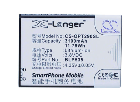 3.8V, Li-ion, 3100mAh, SmartPhone battery fits Oppo, Blp535, T29, 11.78Wh Mobile, SmartPhone Cameron Sino Technology Limited (Smartphone)