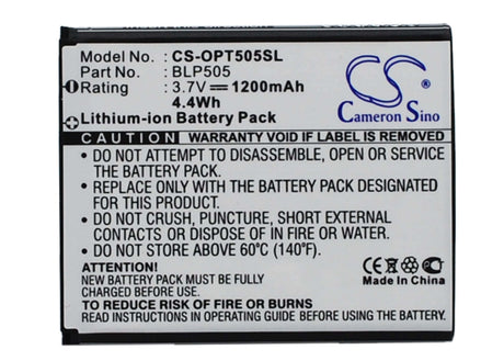 3.7V, Li-ion, 1200mAh, SmartPhone battery fits Oppo, Blp505, T9, 4.44Wh Mobile, SmartPhone Cameron Sino Technology Limited (Smartphone)