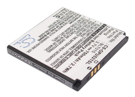 3.7V, Li-ion, 750mAh, SmartPhone battery fits Oppo, Blt015, U521, 2.78Wh Mobile, SmartPhone Cameron Sino Technology Limited (Suspended)