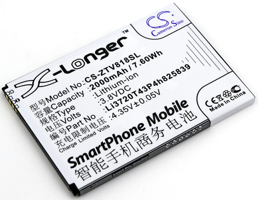 3.8V, Li-ion, 2000mAh, SmartPhone battery fits Orange, Zte, Li3720t43p4h825839, Reyo, 7.6Wh Mobile, SmartPhone Cameron Sino Technology Limited (Smartphone)