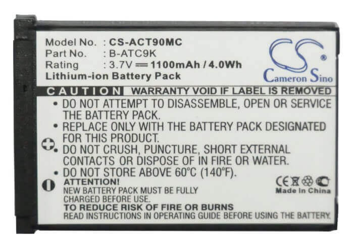 3.7V, Li-ion, 1100mAh, Camera battery fits Oregon Scientific, Ae803042p8ht, Atc9k, Atc9k Action Camera, 4.07Wh Camera Cameron Sino Technology Limited (Camera)