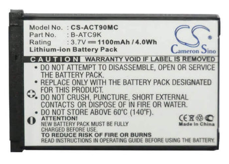 3.7V, Li-ion, 1100mAh, Camera battery fits Oregon Scientific, Ae803042p8ht, Atc9k, Atc9k Action Camera, 4.07Wh Camera Cameron Sino Technology Limited (Camera)