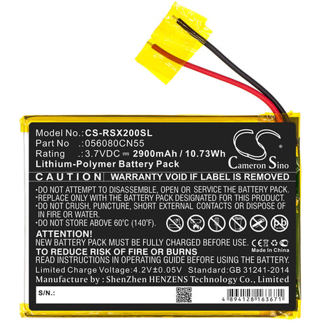 3.7V, Li-Polymer, 2900mAh, Tablet battery fits Oregon Scientific, 056080cn55, Meep, Meep X2, 10.73Wh Tablet Cameron Sino Technology Limited