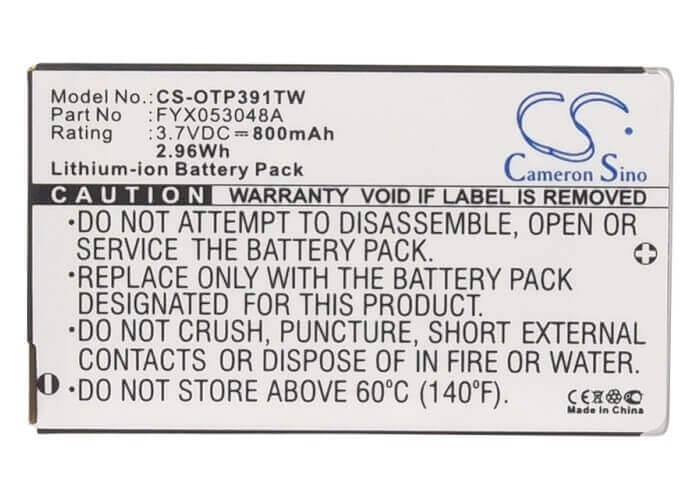 3.7V, Li-ion, 800mAh, Two-Way Radio battery fits Oregon Scientific, Fyx053048a, Tp391, Tp393, 2.96Wh Two-Way Radio Cameron Sino Technology Limited (Suspended)