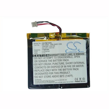 3.7V, Li-Polymer, 1700mAh, PDA battery fits Palm, 169-2492, I705, Tungsten C, 6.29Wh PDA, Pocket PC Cameron Sino Technology Limited